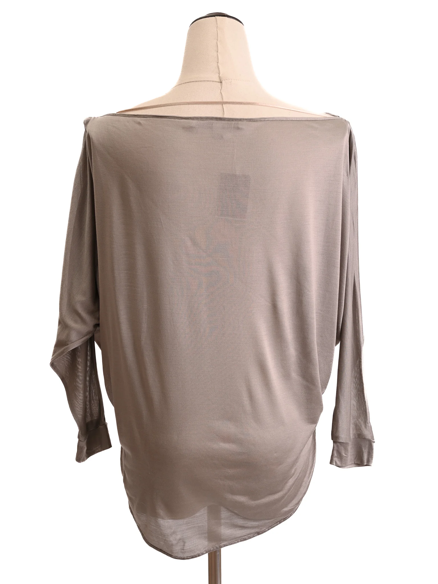 Victoria Bekcham Gray Silk T-Shirt — 3