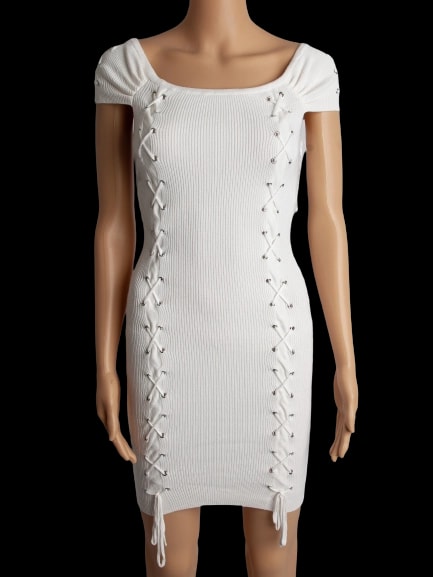 Guess White Viscose Mini Dress — 1