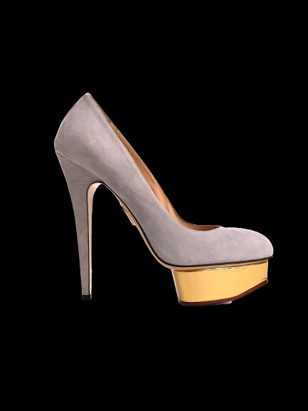 Charlotte Olympia Gray Leather High Heel Pumps — 1