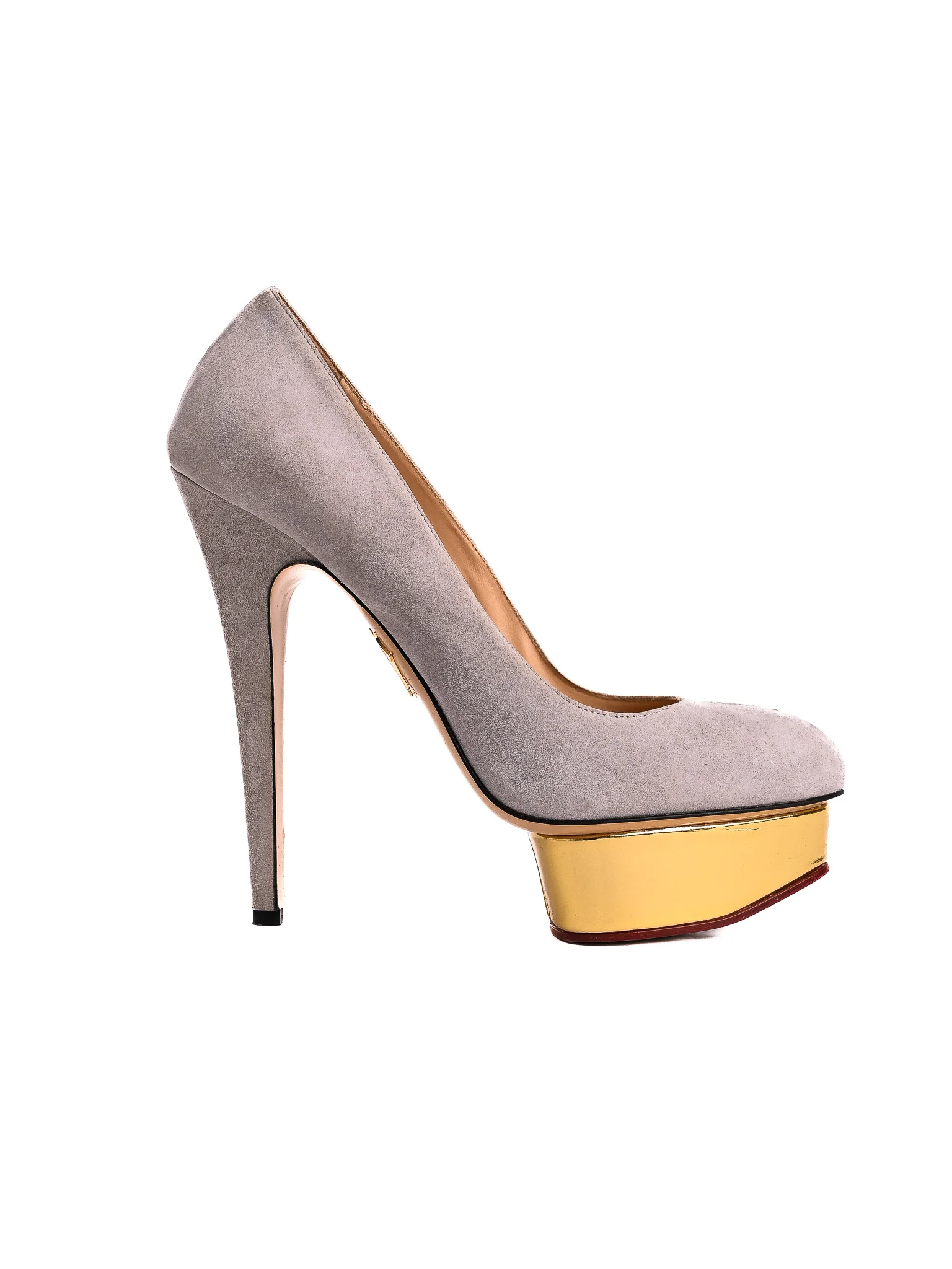 Charlotte Olympia Gray Leather High Heel Pumps — 2