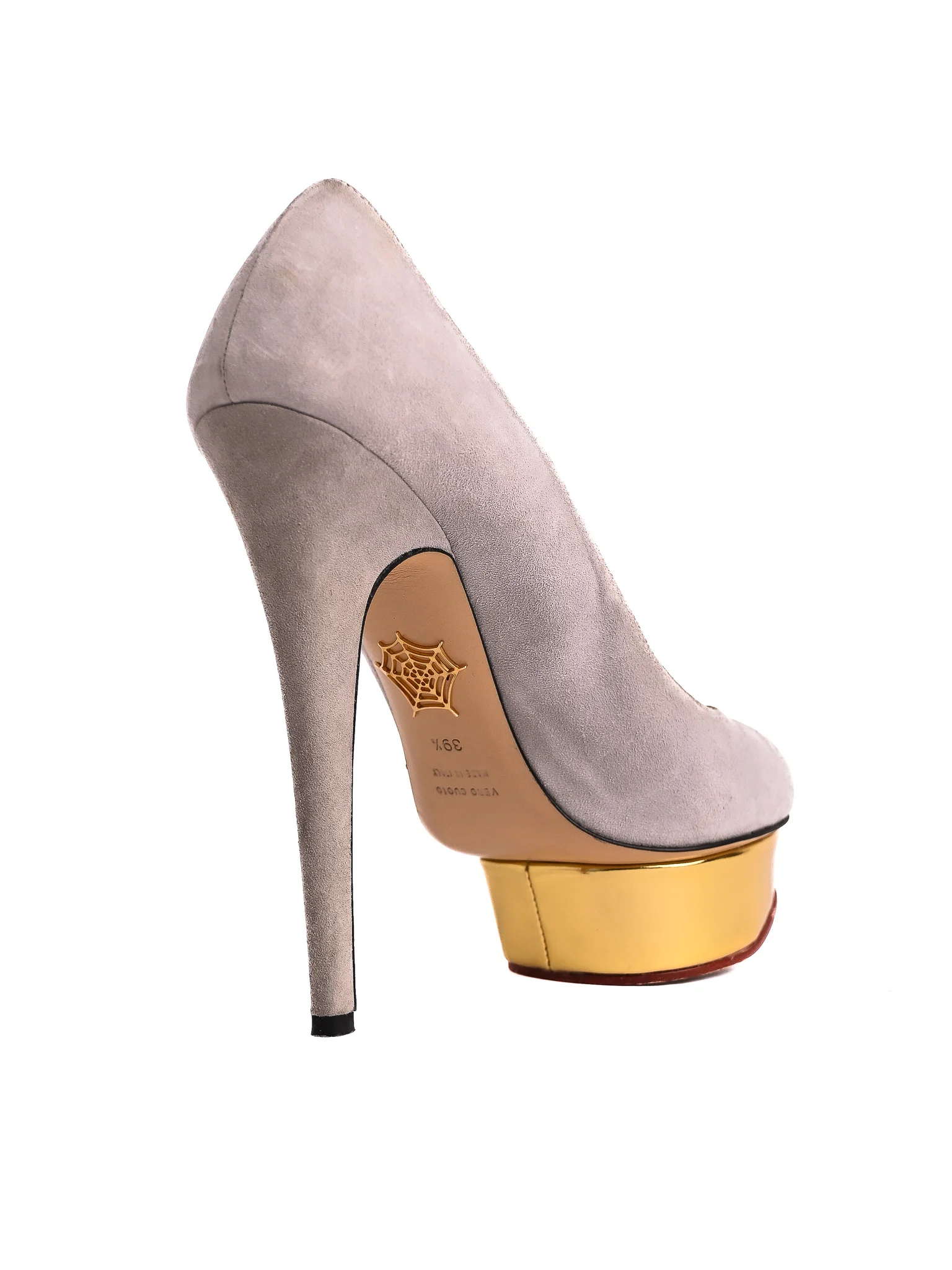 Charlotte Olympia Gray Leather High Heel Pumps — 3