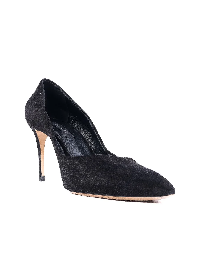 Casadei Black Leather Mid Heel Pumps — 3