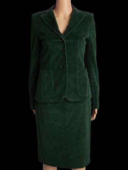 Moschino Green Cotton Skirt Suit