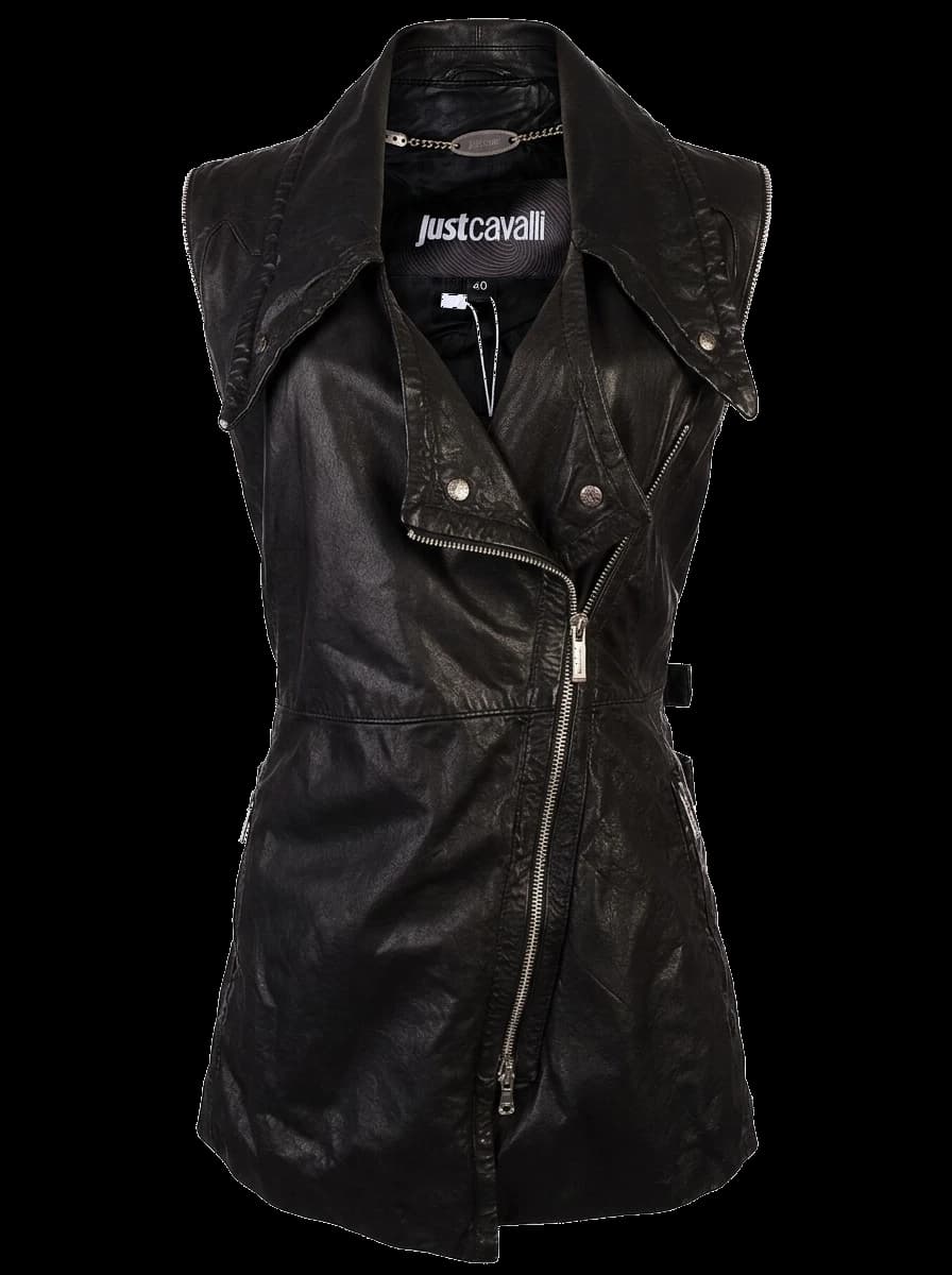 Just Cavalli Black Leather Vest — photo 1