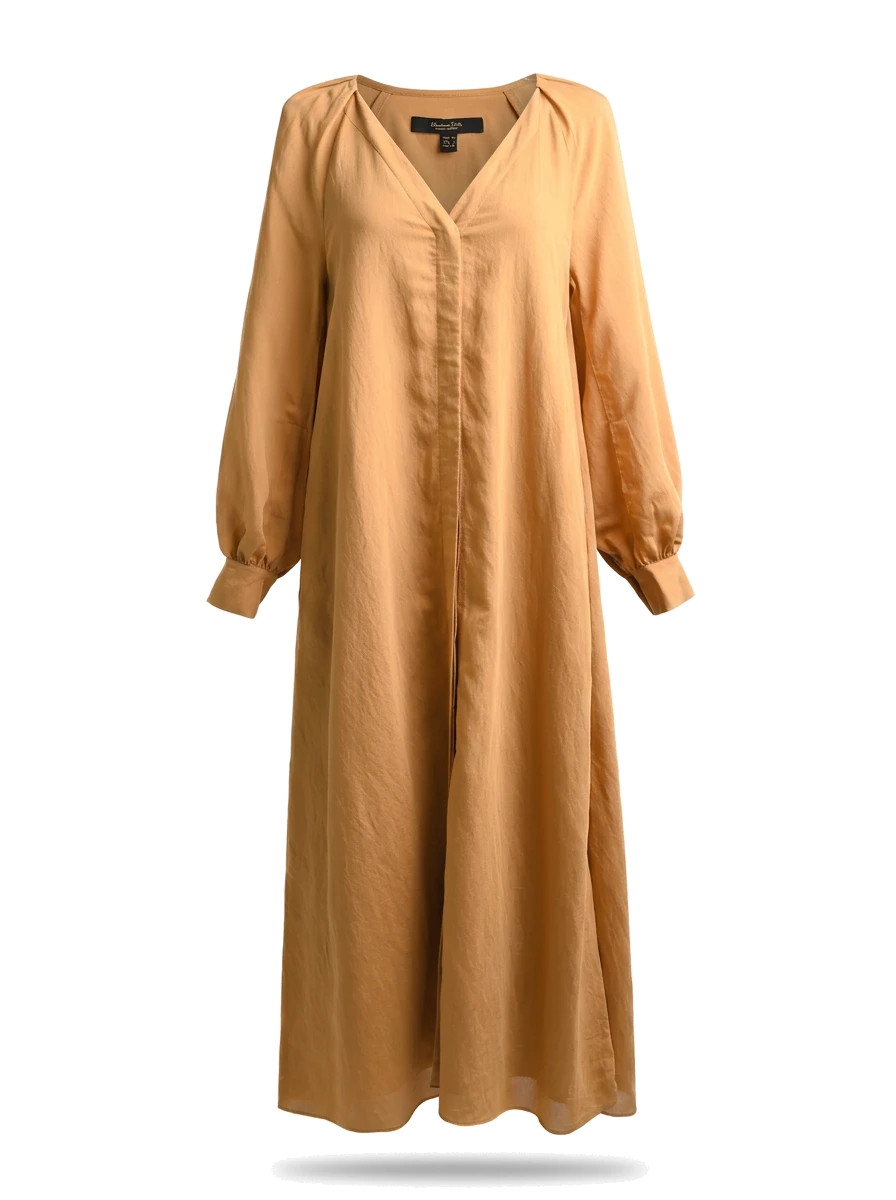 Massimo Dutti Orange Viscose Maxi Dress — 1