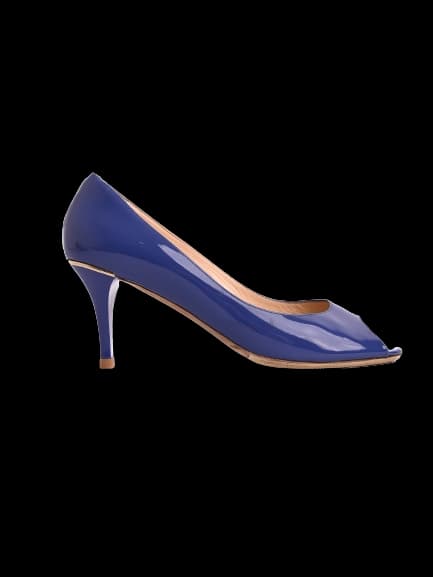 Ballin Blue Leather Low Heel Pumps