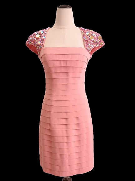 Sherri Hill Pink Polyester Evening Gown — 1