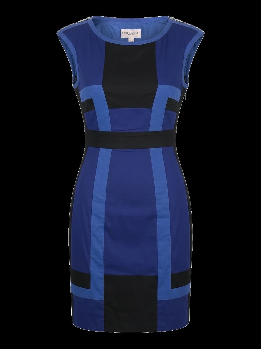 Karen Millen Blue Cotton Mini Dress