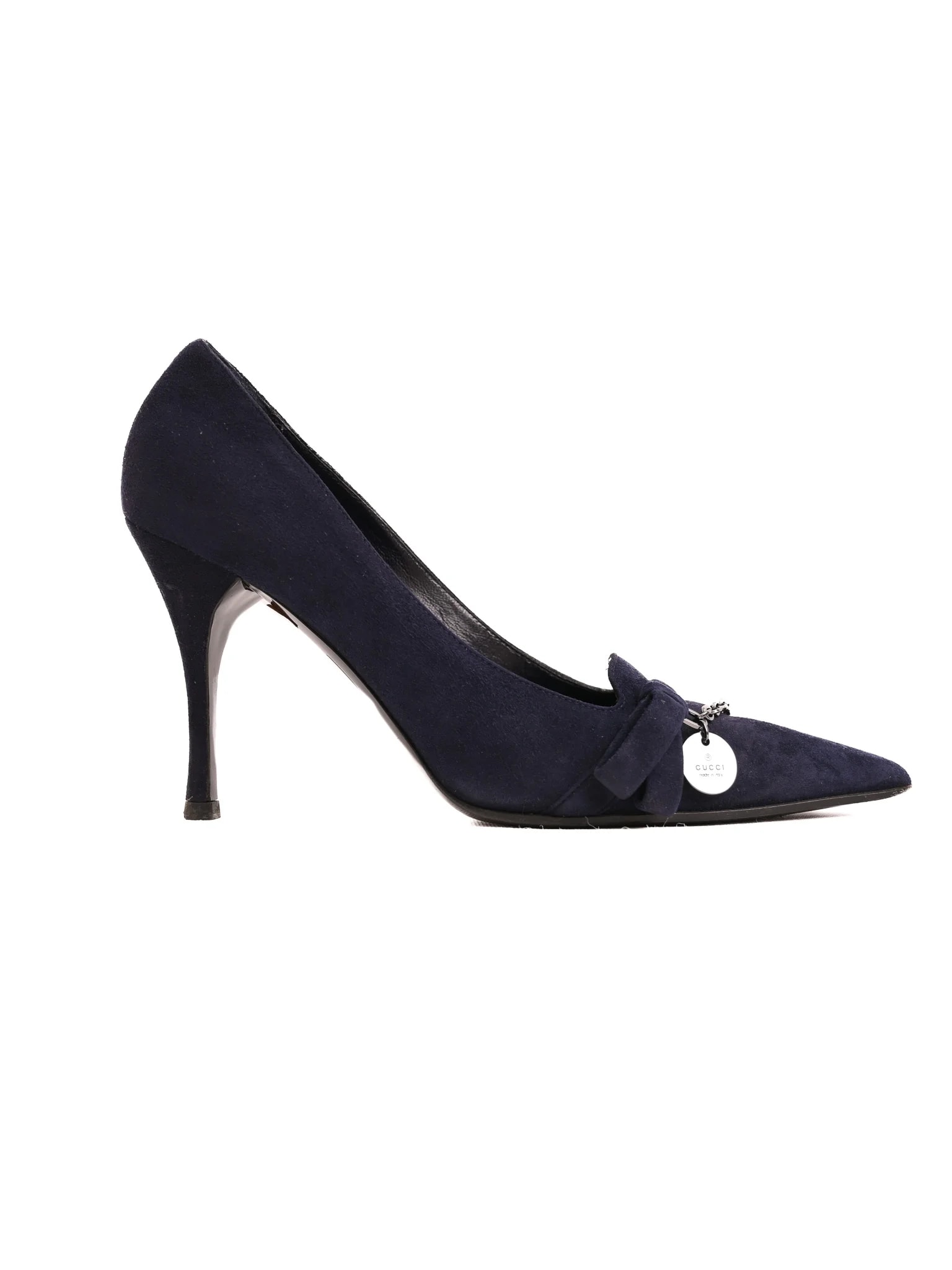 Gucci Blue Leather Mid Heel Pumps — 3
